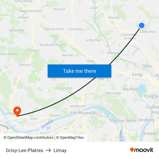Grisy-Les-Platres to Limay map