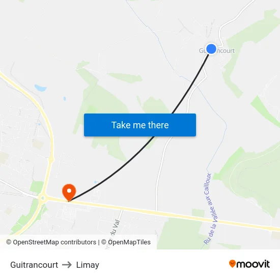 Guitrancourt to Limay map