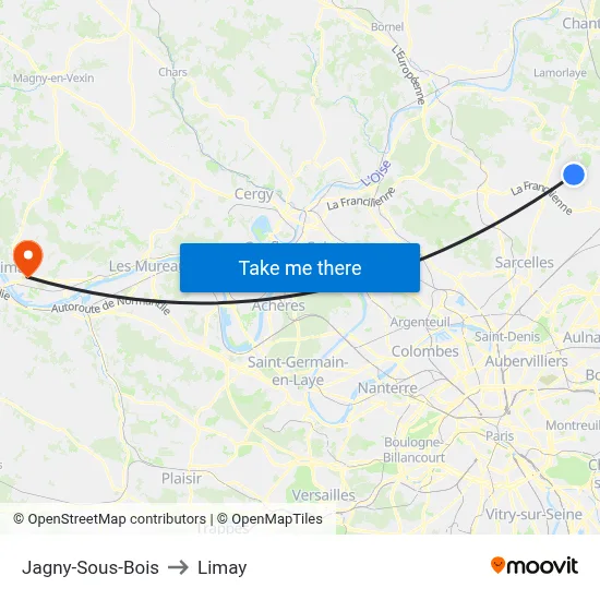 Jagny-Sous-Bois to Limay map