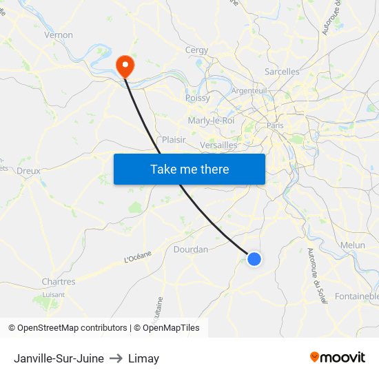 Janville-Sur-Juine to Limay map
