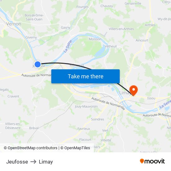 Jeufosse to Limay map
