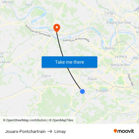 Jouars-Pontchartrain to Limay map