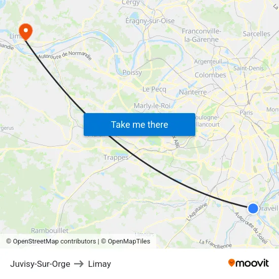 Juvisy-Sur-Orge to Limay map