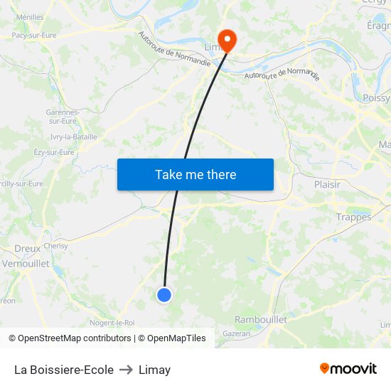 La Boissiere-Ecole to Limay map