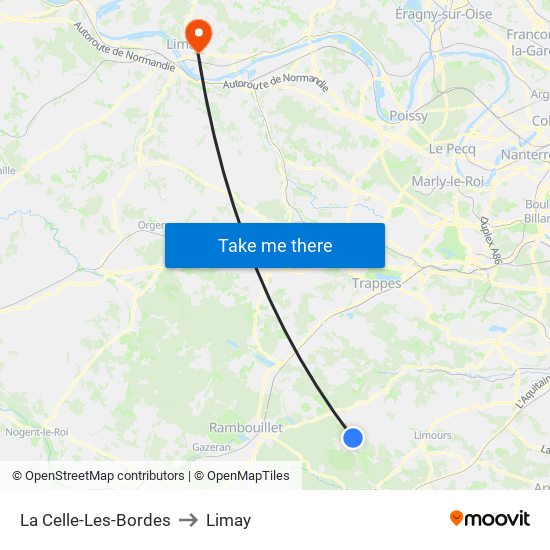 La Celle-Les-Bordes to Limay map