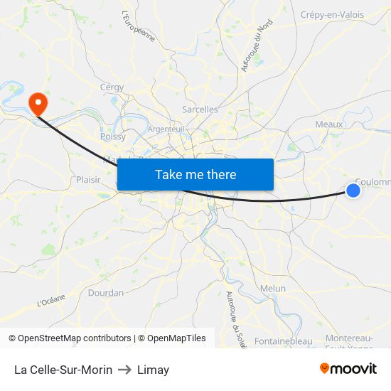 La Celle-Sur-Morin to Limay map