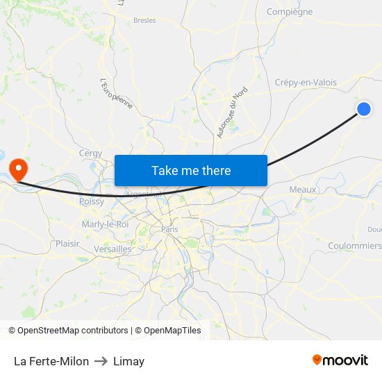 La Ferte-Milon to Limay map