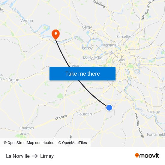La Norville to Limay map