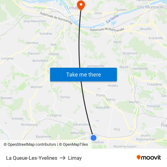 La Queue-Les-Yvelines to Limay map