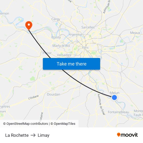 La Rochette to Limay map
