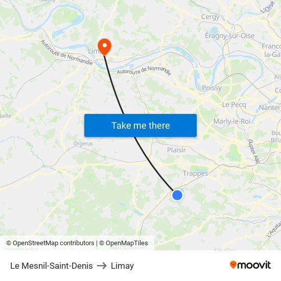 Le Mesnil-Saint-Denis to Limay map