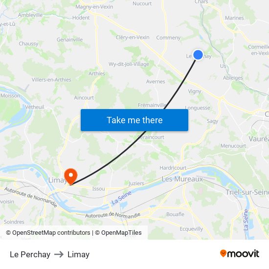 Le Perchay to Limay map