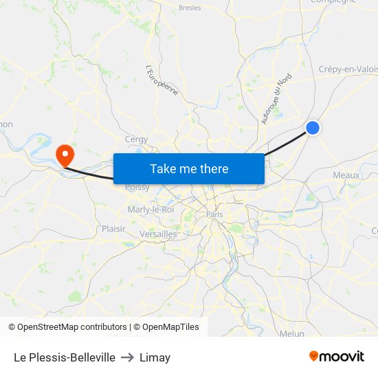 Le Plessis-Belleville to Limay map