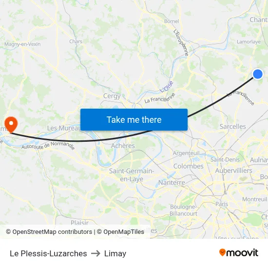 Le Plessis-Luzarches to Limay map