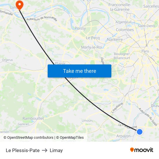 Le Plessis-Pate to Limay map