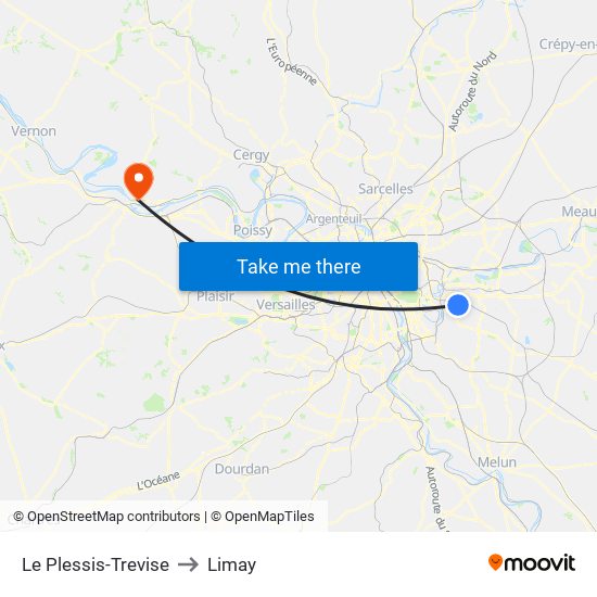 Le Plessis-Trevise to Limay map