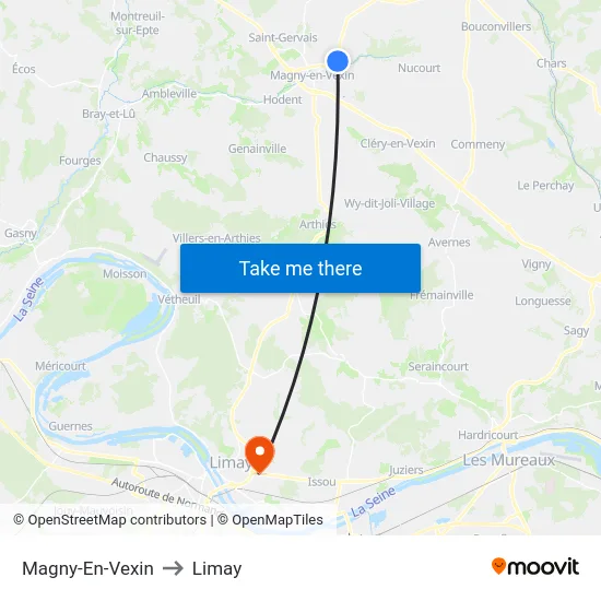Magny-En-Vexin to Limay map