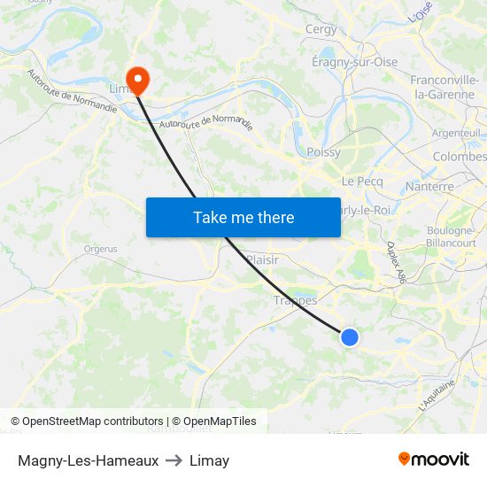 Magny-Les-Hameaux to Limay map