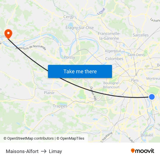 Maisons-Alfort to Limay map