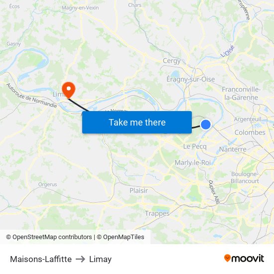 Maisons-Laffitte to Limay map