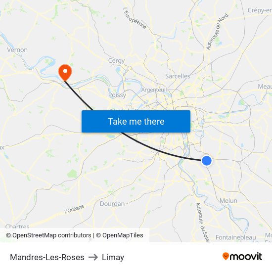 Mandres-Les-Roses to Limay map