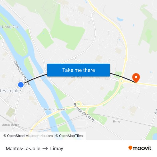 Mantes-La-Jolie to Limay map