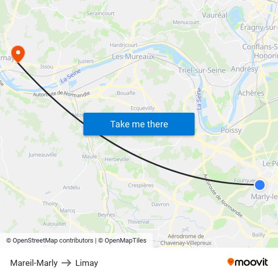 Mareil-Marly to Limay map