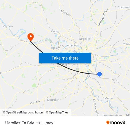 Marolles-En-Brie to Limay map