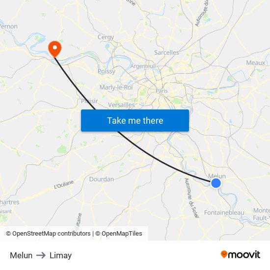 Melun to Limay map