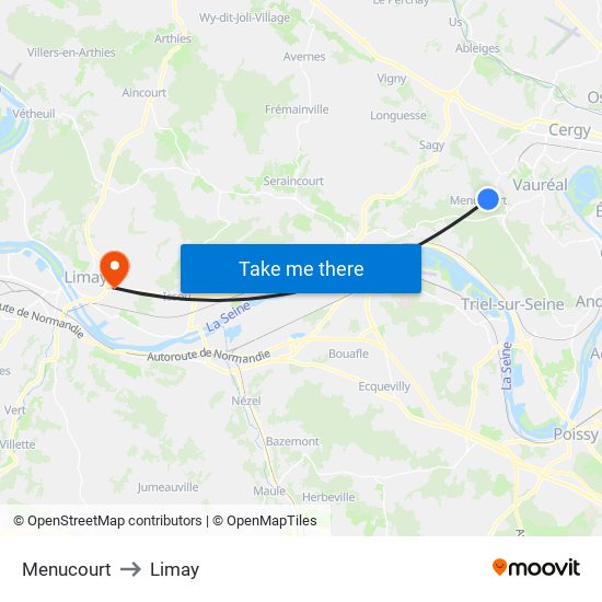 Menucourt to Limay map