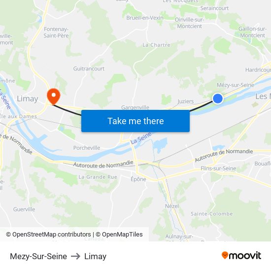 Mezy-Sur-Seine to Limay map