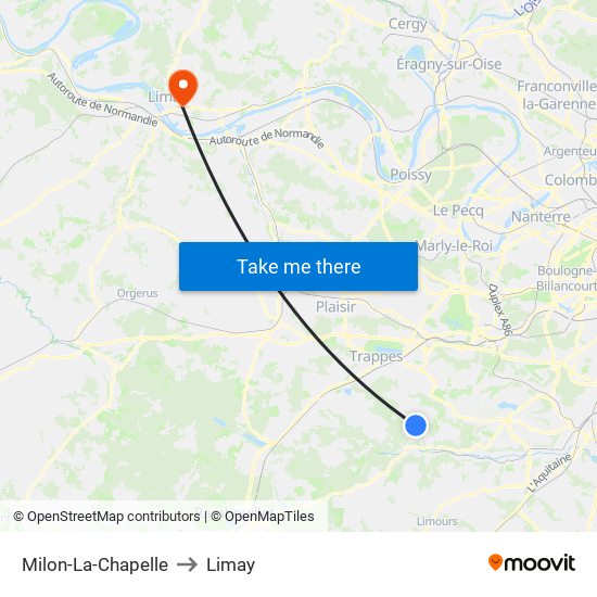 Milon-La-Chapelle to Limay map