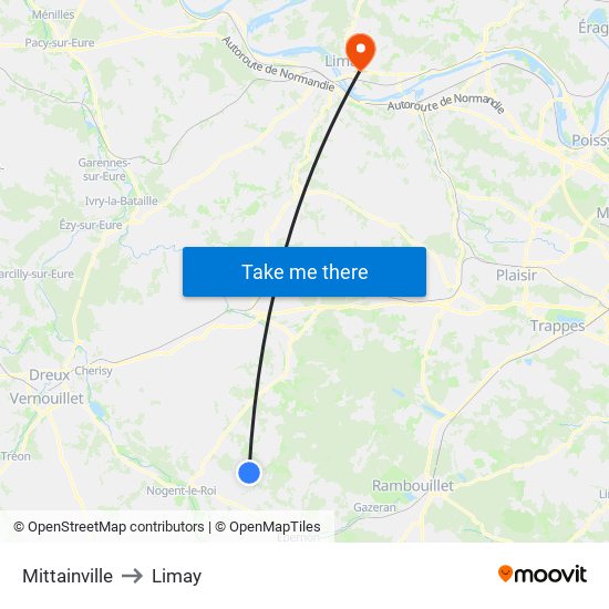 Mittainville to Limay map