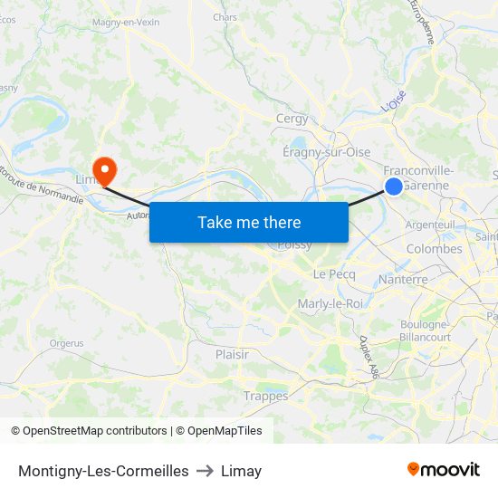 Montigny-Les-Cormeilles to Limay map