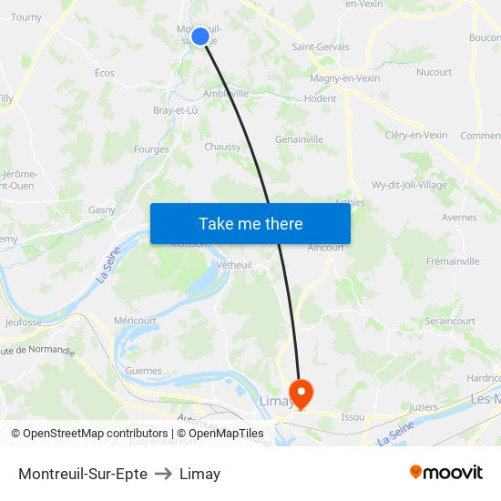 Montreuil-Sur-Epte to Limay map
