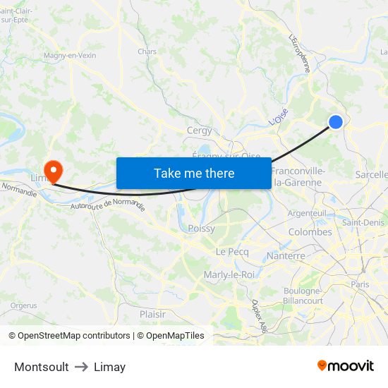 Montsoult to Limay map