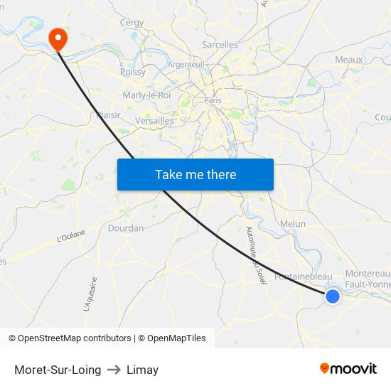 Moret-Sur-Loing to Limay map