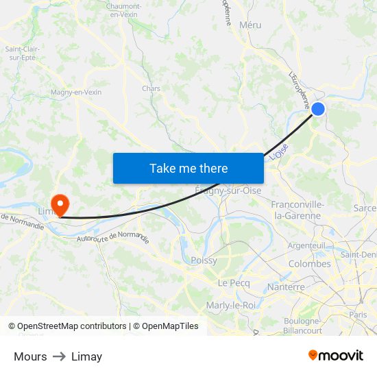 Mours to Limay map