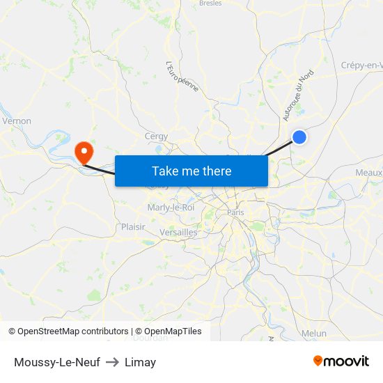 Moussy-Le-Neuf to Limay map