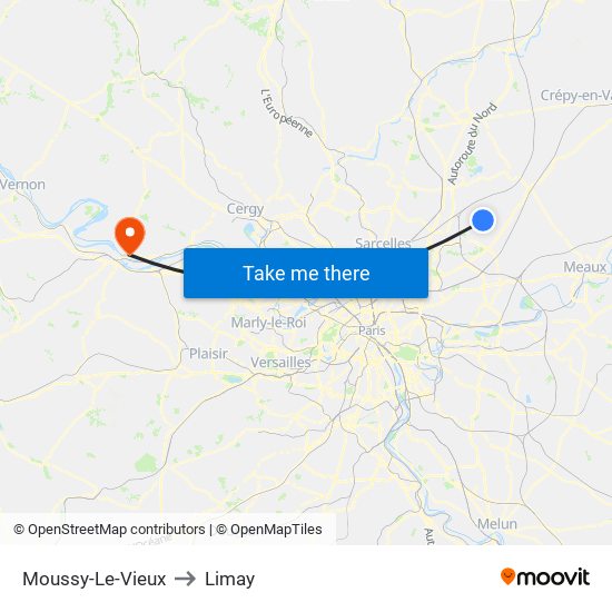 Moussy-Le-Vieux to Limay map