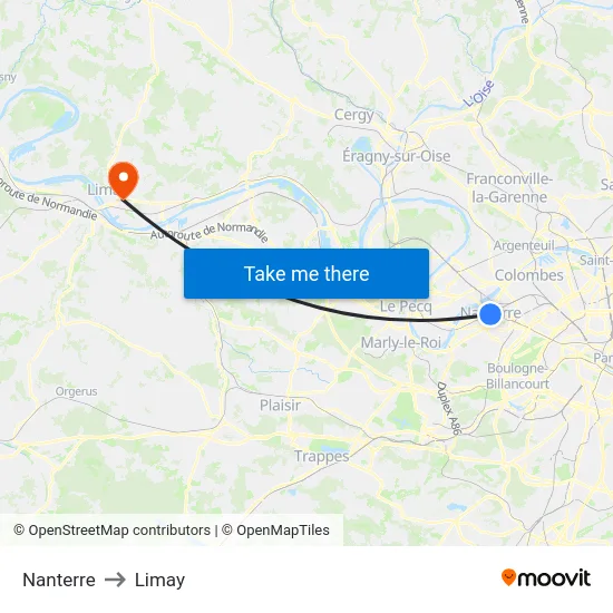 Nanterre to Limay map