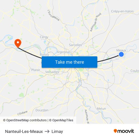 Nanteuil-Les-Meaux to Limay map