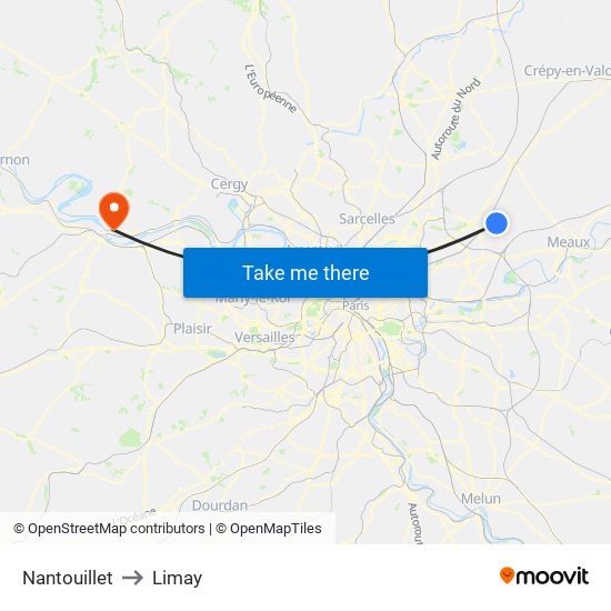 Nantouillet to Limay map