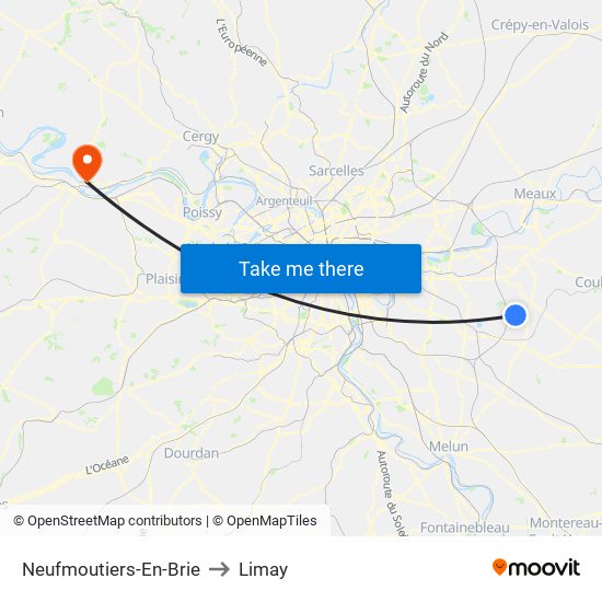 Neufmoutiers-En-Brie to Limay map