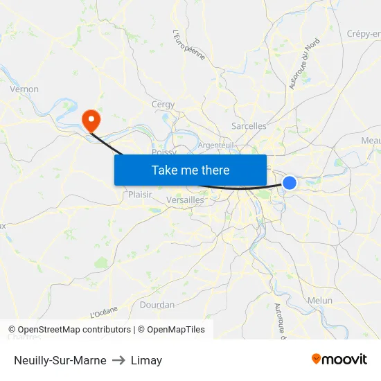 Neuilly-Sur-Marne to Limay map