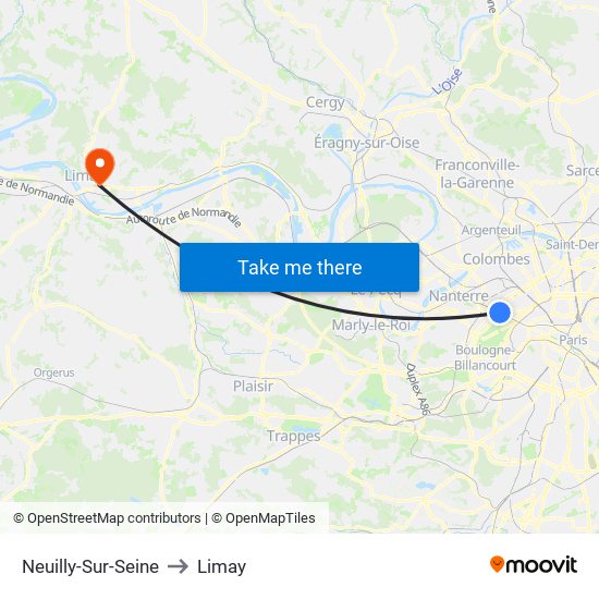 Neuilly-Sur-Seine to Limay map
