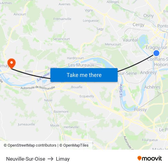 Neuville-Sur-Oise to Limay map