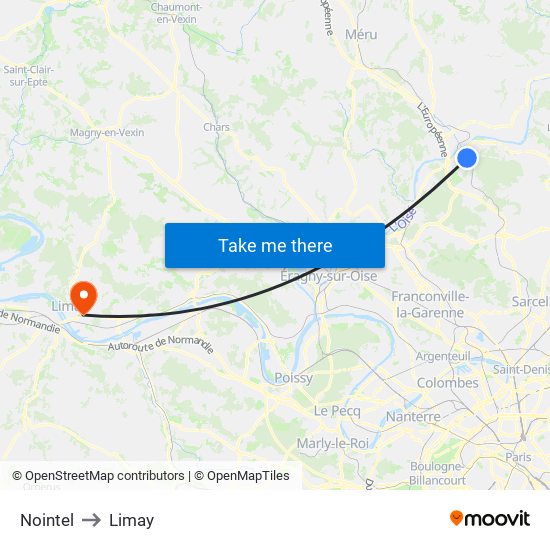 Nointel to Limay map