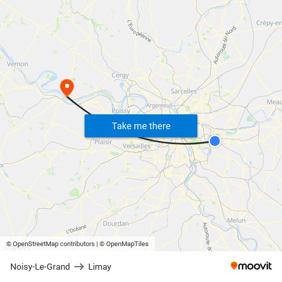 Noisy-Le-Grand to Limay map