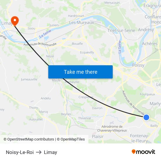 Noisy-Le-Roi to Limay map